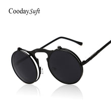 Coodaysuft Round Men Women Steampunk Brand Designer Vintage Sunglass Fashion Sun Glasses UV400 New Lady Female Clip on Male