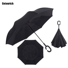 Ceiourich Popular Pure Color Double Layer Car Reverse Umbrellas With Pothook Windproof Fishing Shopping Umbrella-001