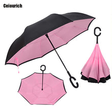 Ceiourich Popular Pure Color Double Layer Car Reverse Umbrellas With Pothook Windproof Fishing Shopping Umbrella-001