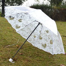 Transparent plastic lace umbrella three folding white lace popular convenient wedding Umbrella PVC Princess Sun/Rain Umbrella